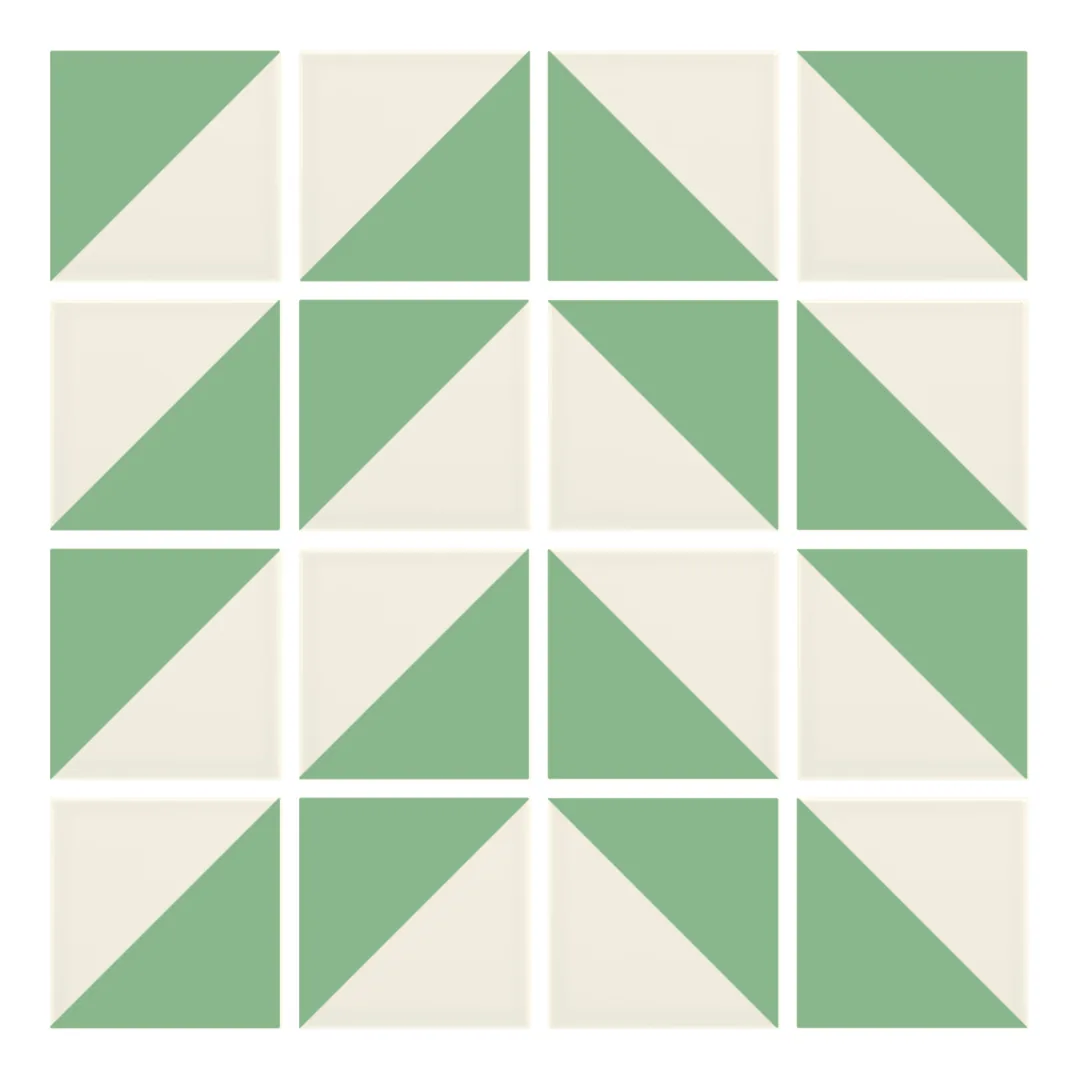 Patrón 4 de colocación de Azulejo Trigone Crema 10x10 Verde Claro Brillo