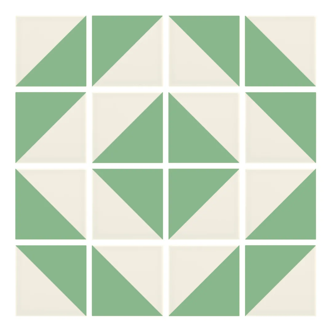 Patrón 5 de colocación de Azulejo Trigone Crema 10x10 Verde Claro Brillo