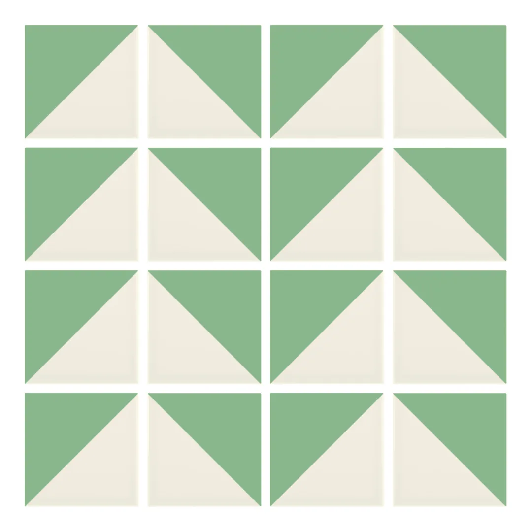 Patrón 6 de colocación de Azulejo Trigone Crema 10x10 Verde Claro Brillo