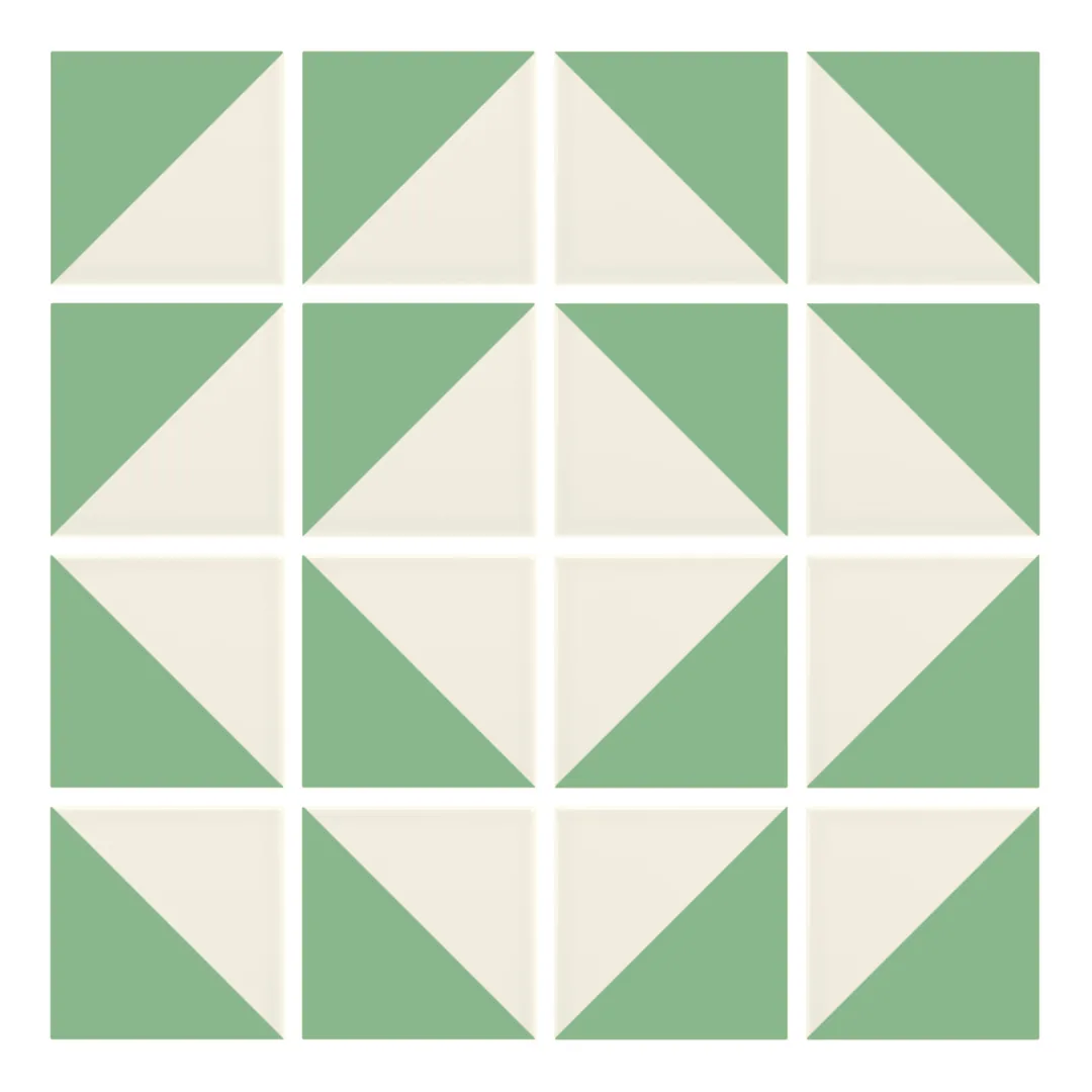 Patrón 7 de colocación de Azulejo Trigone Crema 10x10 Verde Claro Brillo