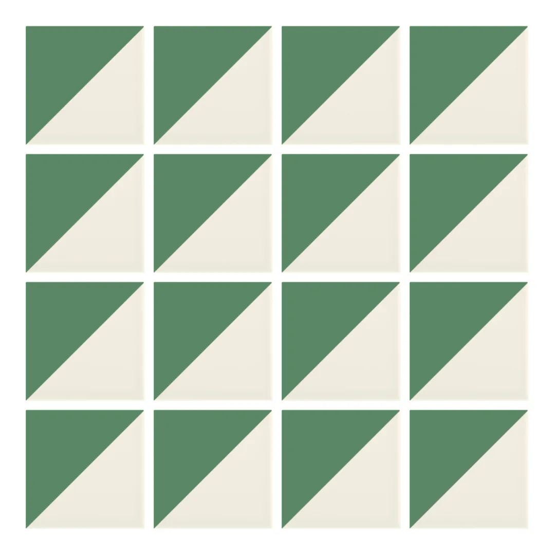 Patrón 1 de colocación de Azulejo Trigone Crema 10x10 Verde Mate