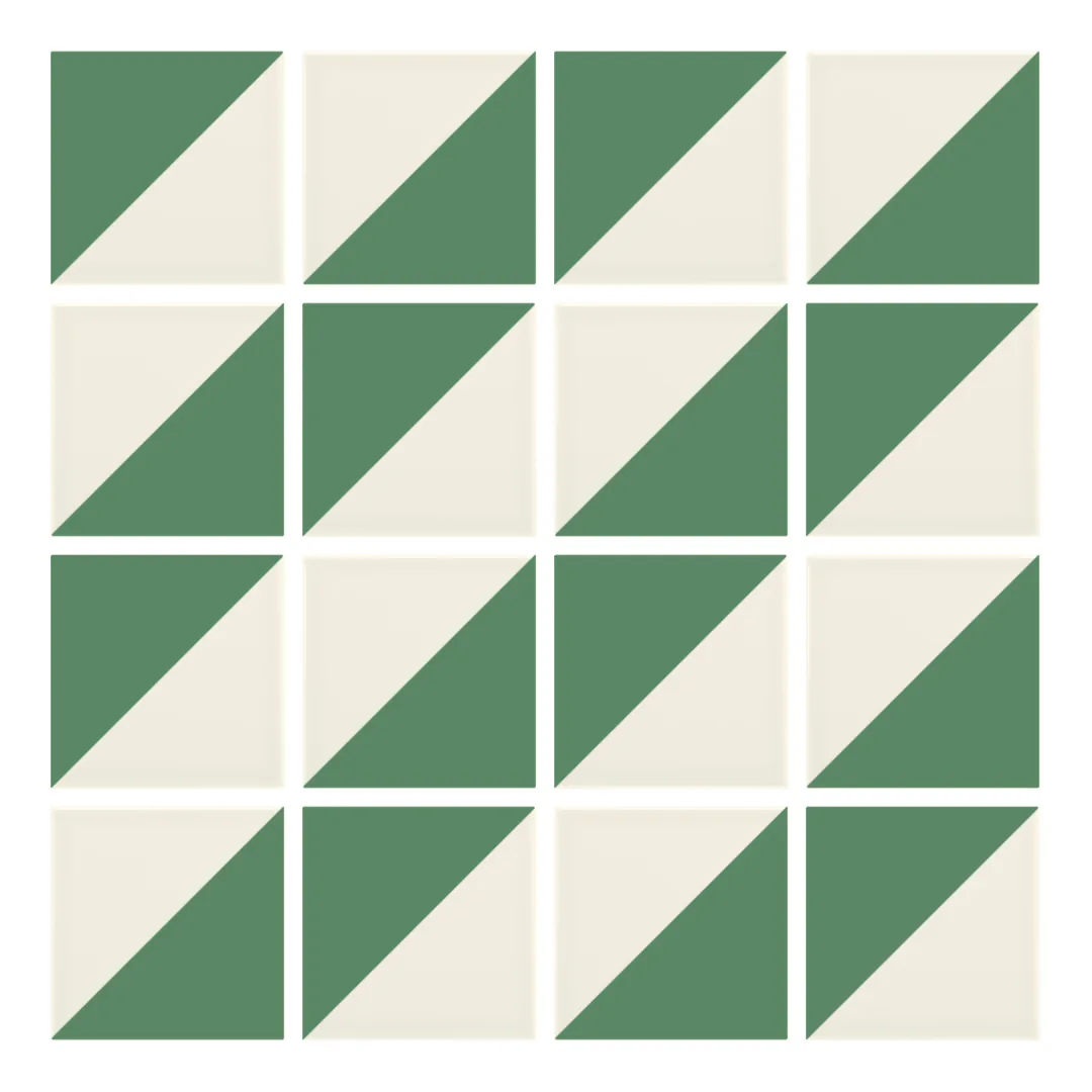 Patrón 2 de colocación de Azulejo Trigone Crema 10x10 Verde Mate