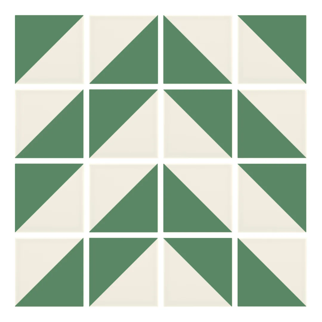 Patrón 4 de colocación de Azulejo Trigone Crema 10x10 Verde Mate