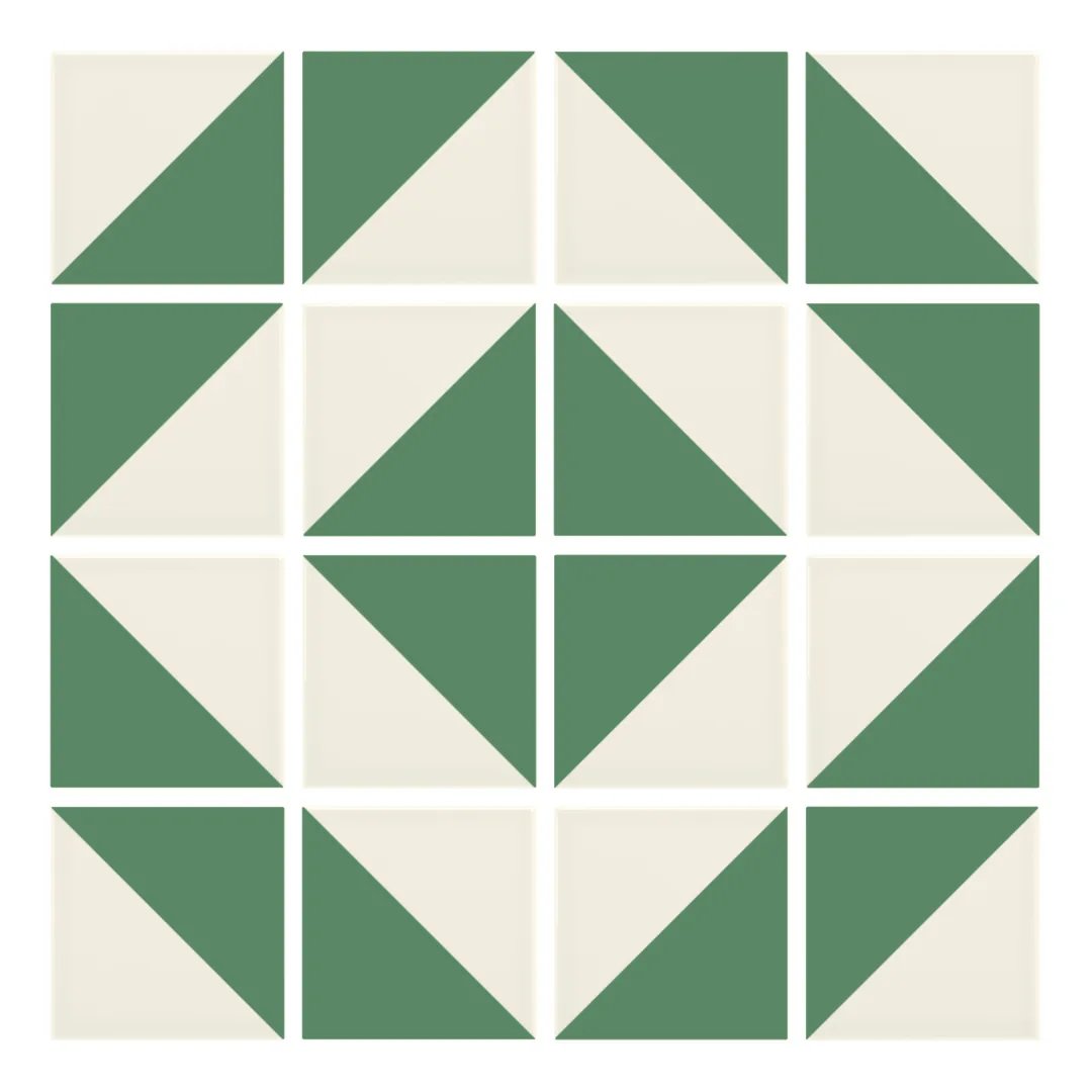 Patrón 5 de colocación de Azulejo Trigone Crema 10x10 Verde Mate