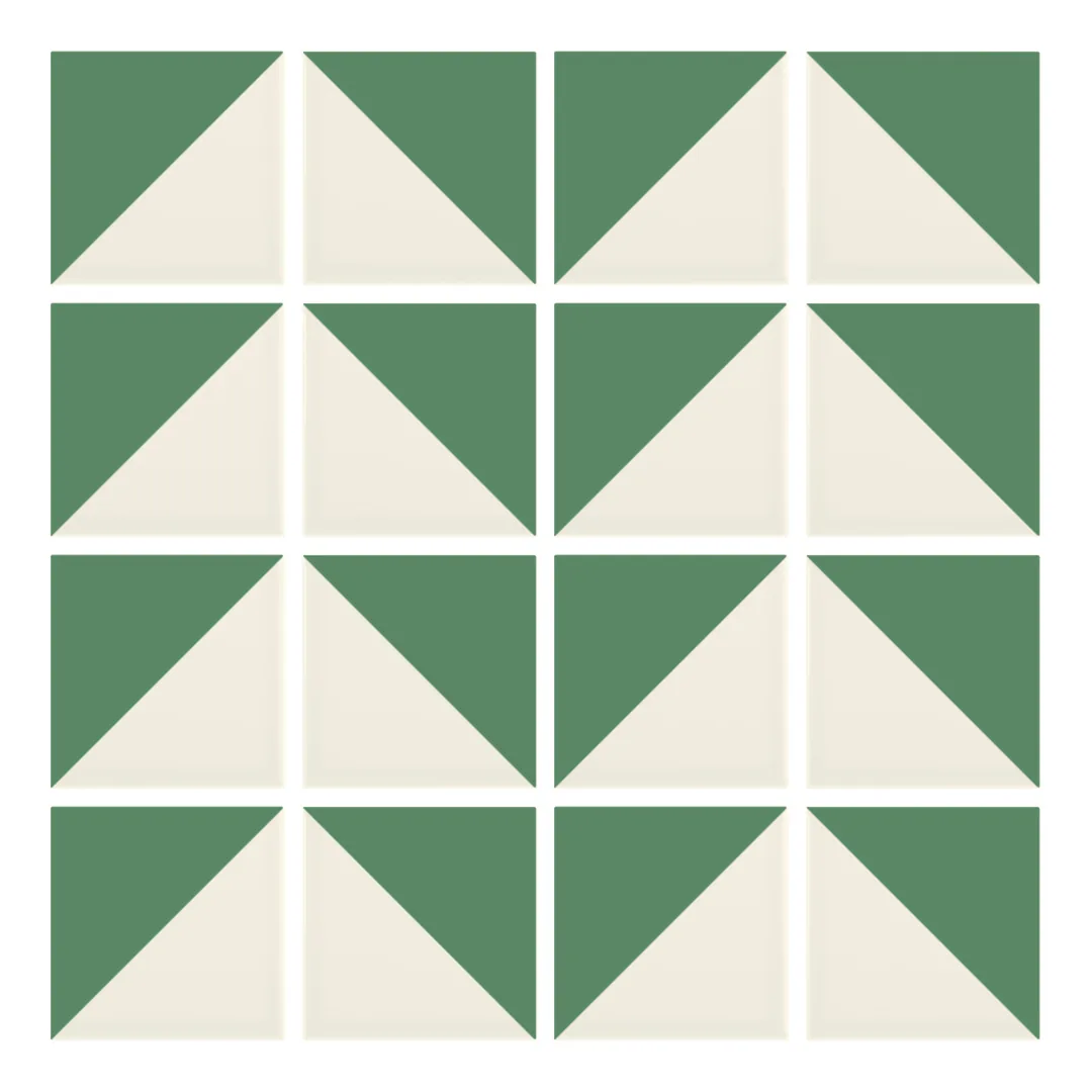 Patrón 6 de colocación de Azulejo Trigone Crema 10x10 Verde Mate