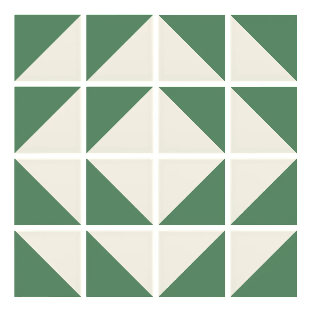 Patrón 7 de colocación de Azulejo Trigone Crema 10x10 Verde Mate