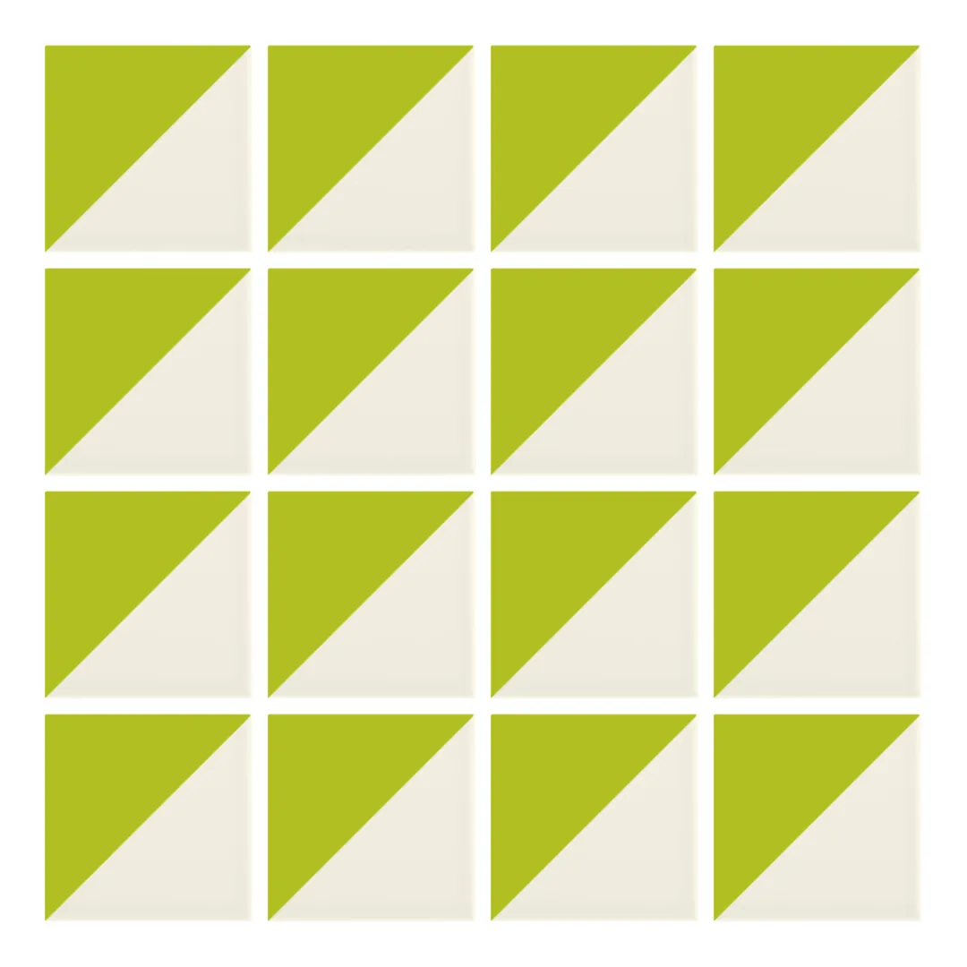 Patrón 1 de colocación de Azulejo Trigone Crema 10x10 Verde Musgo Brillo