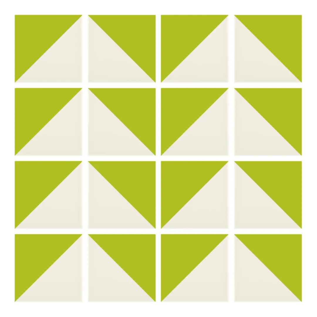 Patrón 6 de colocación de Azulejo Trigone Crema 10x10 Verde Musgo Brillo