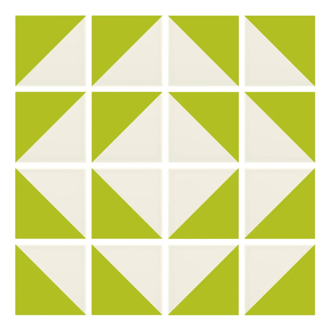 Patrón 7 de colocación de Azulejo Trigone Crema 10x10 Verde Musgo Brillo
