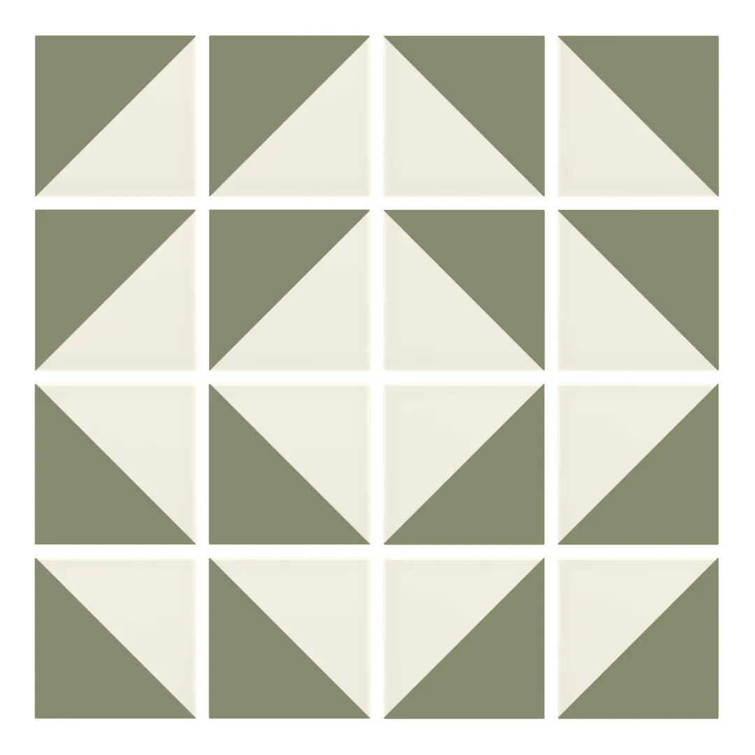 Patrón 7 de colocación de Azulejo Trigone Crema 10x10 Verde Oliva Mate