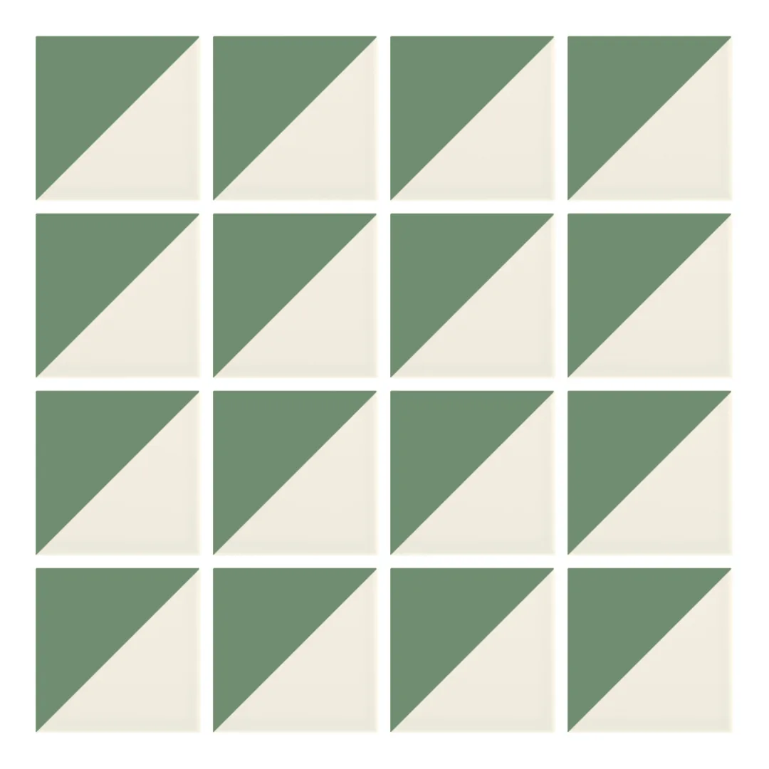 Patrón 1 de colocación de Azulejo Trigone Crema 10x10 Verde Oscuro Brillo
