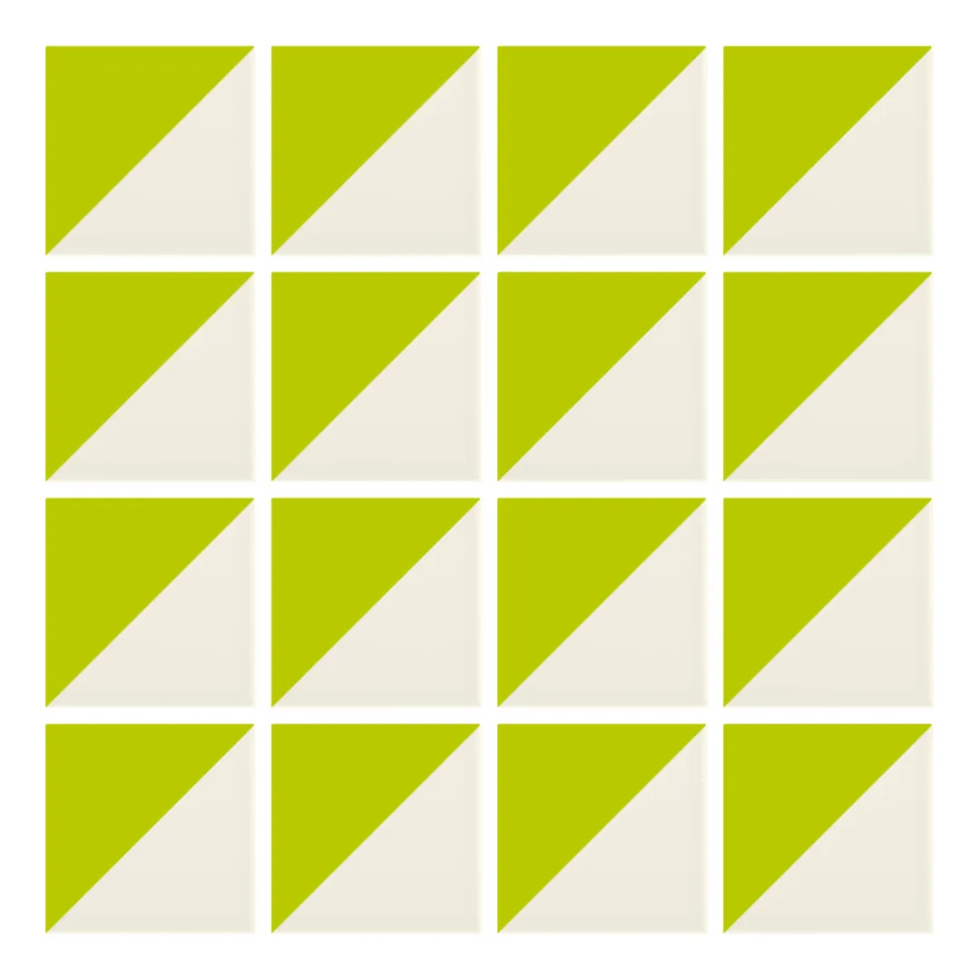 Patrón 1 de colocación de Azulejo Trigone Crema 10x10 Verde Pistacho Brillo