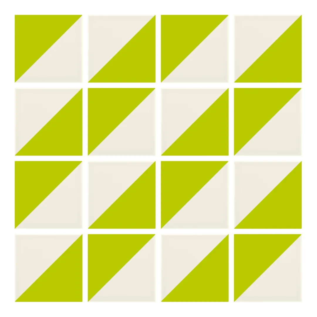 Patrón 2 de colocación de Azulejo Trigone Crema 10x10 Verde Pistacho Brillo
