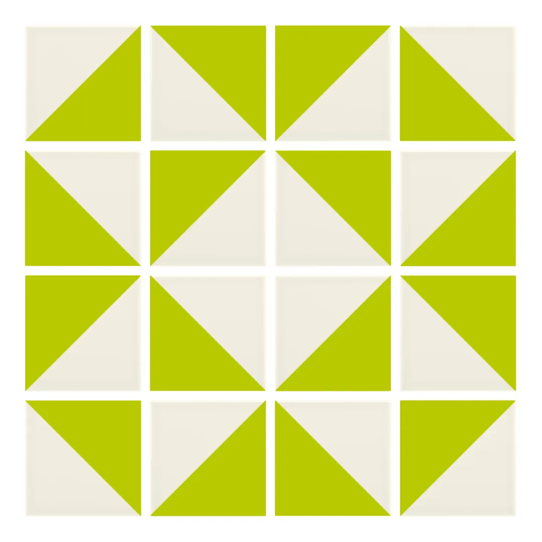 Patrón 3 de colocación de Azulejo Trigone Crema 10x10 Verde Pistacho Brillo