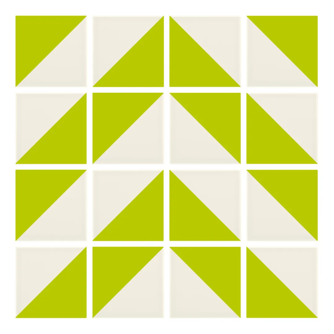 Patrón 4 de colocación de Azulejo Trigone Crema 10x10 Verde Pistacho Brillo