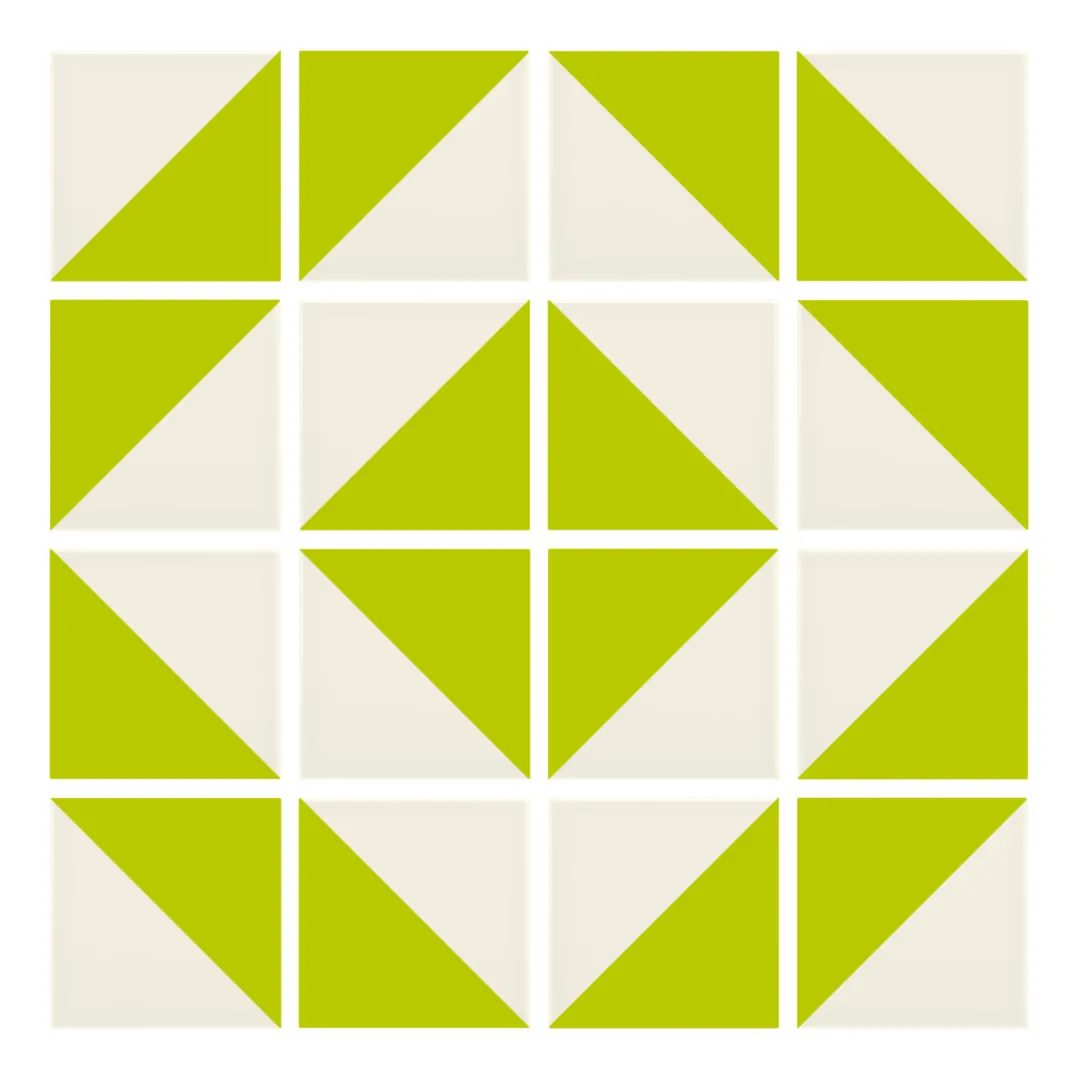 Patrón 5 de colocación de Azulejo Trigone Crema 10x10 Verde Pistacho Brillo