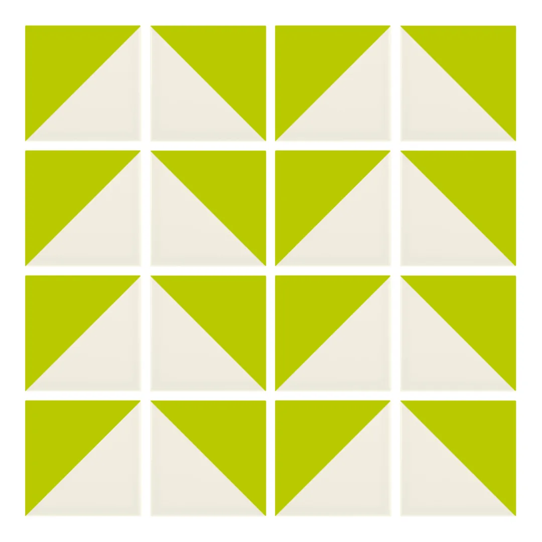 Patrón 6 de colocación de Azulejo Trigone Crema 10x10 Verde Pistacho Brillo