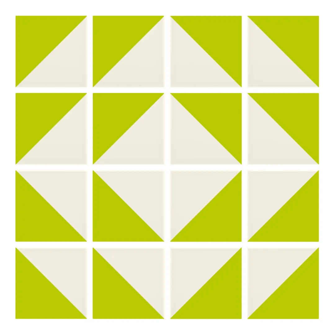 Patrón 7 de colocación de Azulejo Trigone Crema 10x10 Verde Pistacho Brillo