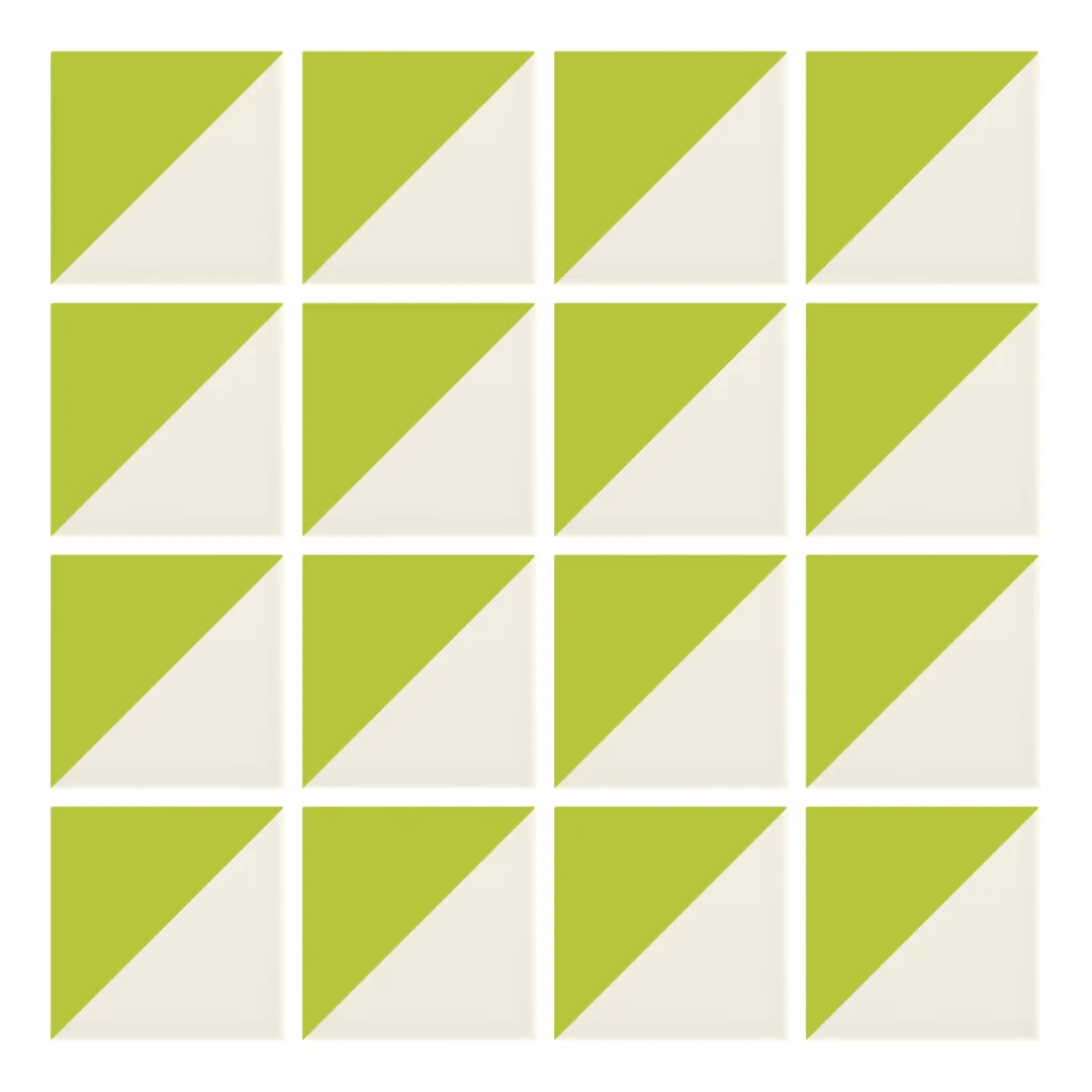 Patrón 1 de colocación de Azulejo Trigone Crema 10x10 Verde Pistacho Mate