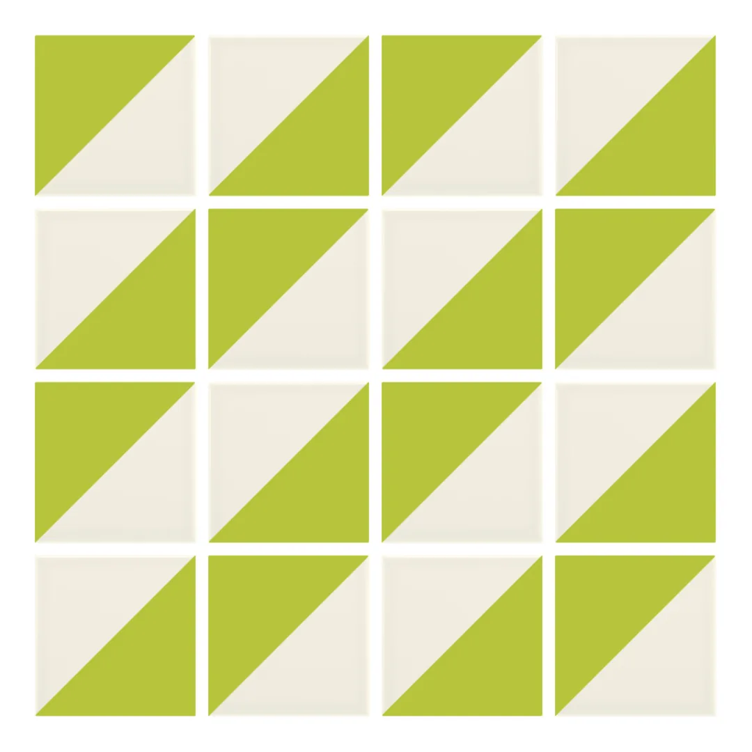 Patrón 2 de colocación de Azulejo Trigone Crema 10x10 Verde Pistacho Mate