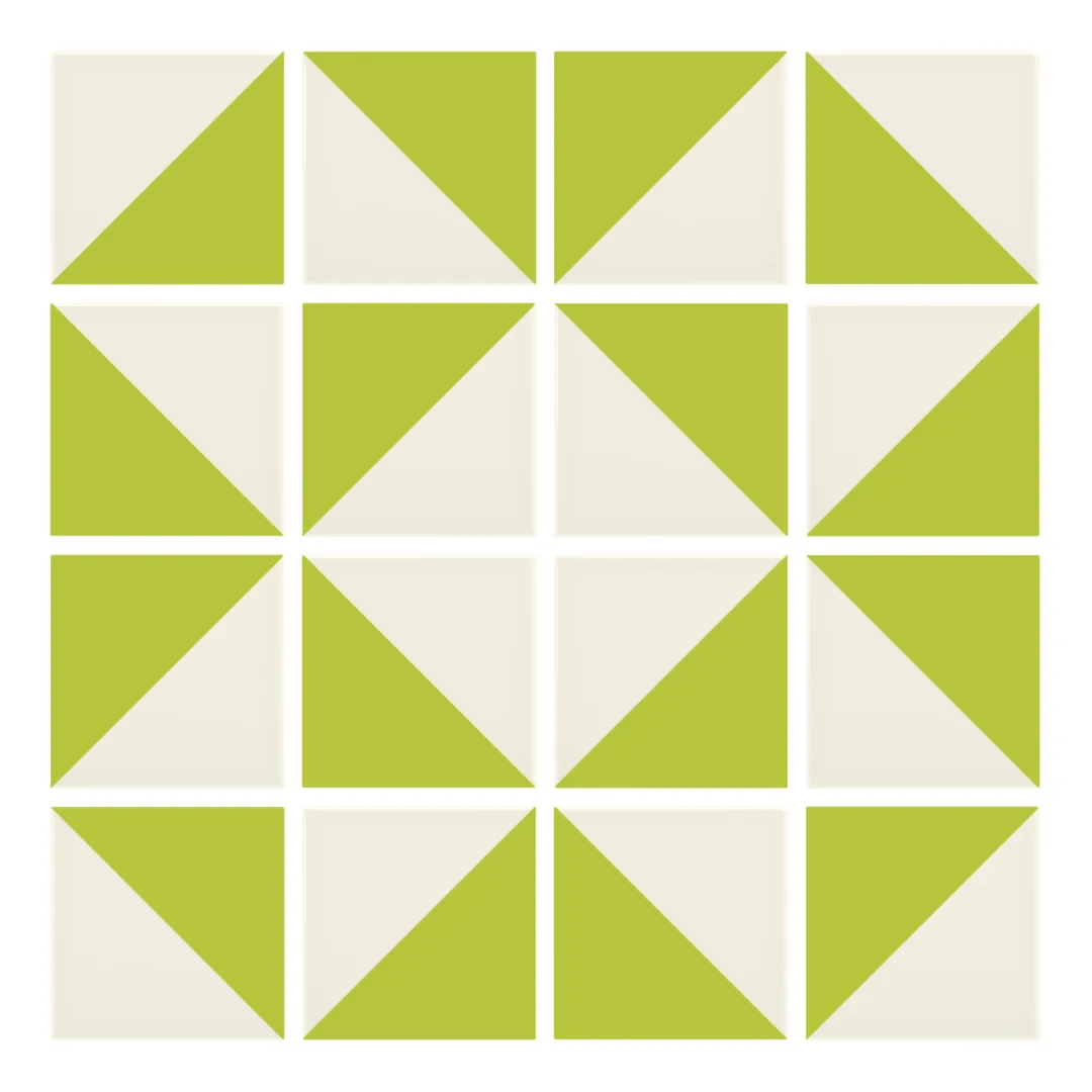 Patrón 3 de colocación de Azulejo Trigone Crema 10x10 Verde Pistacho Mate