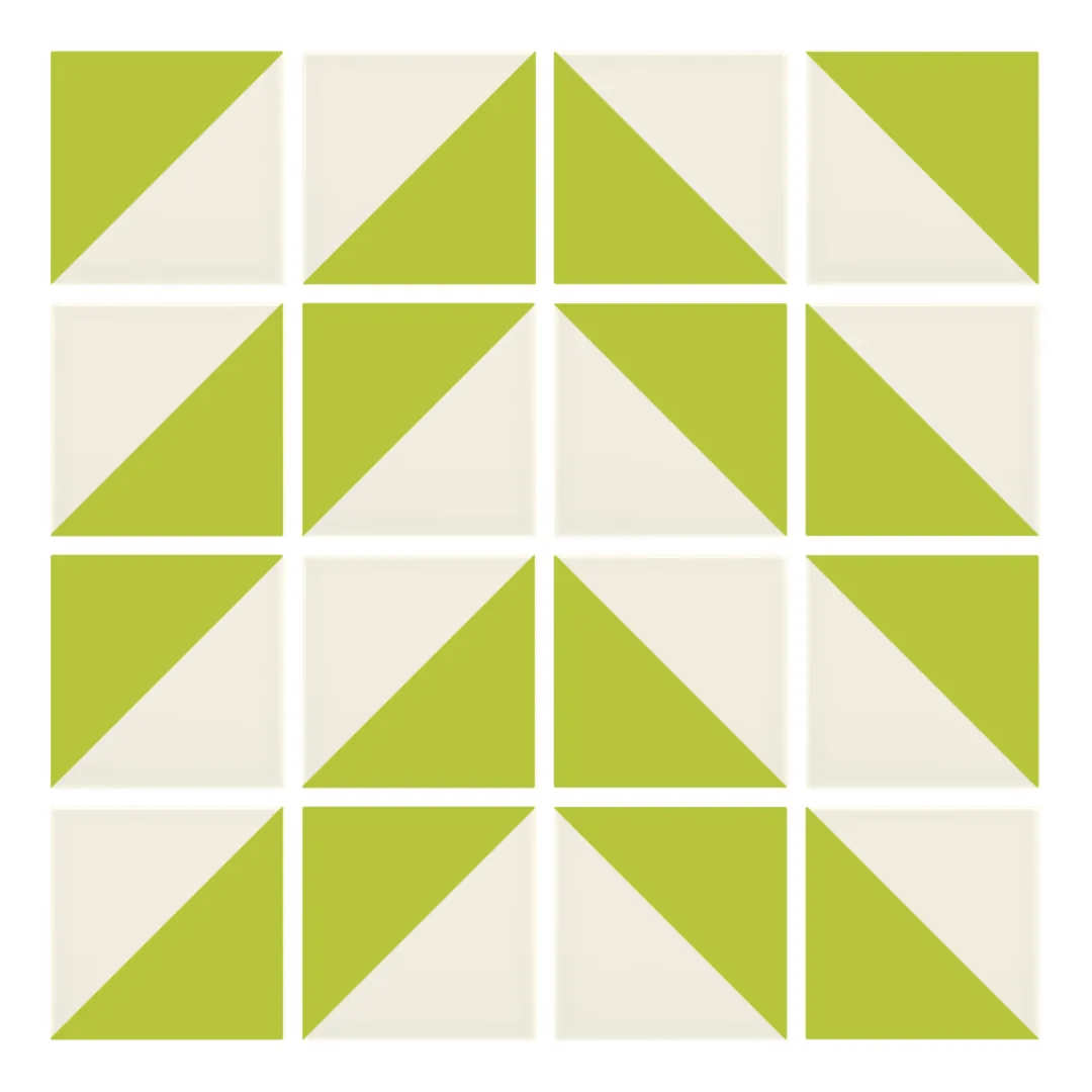 Patrón 4 de colocación de Azulejo Trigone Crema 10x10 Verde Pistacho Mate