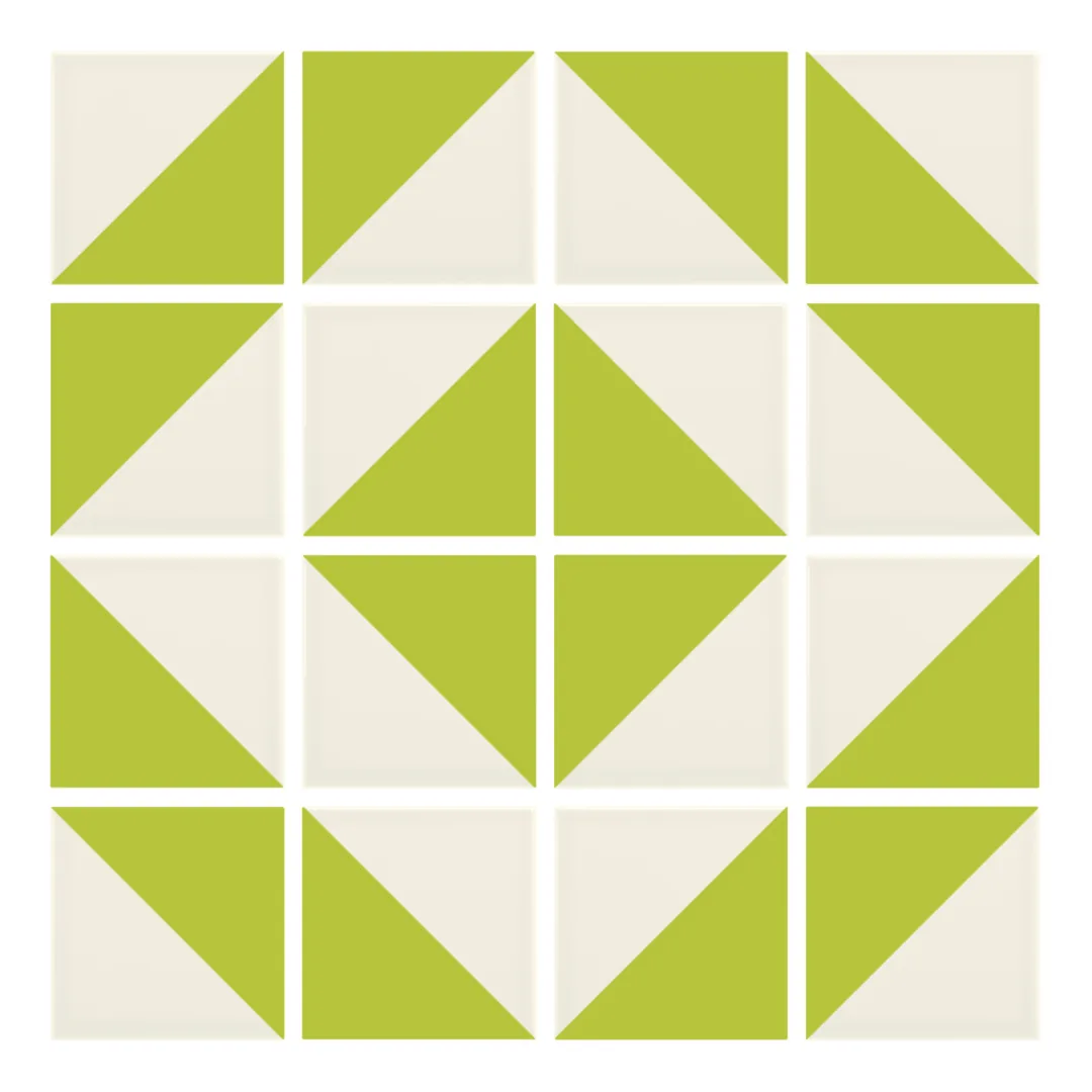Patrón 5 de colocación de Azulejo Trigone Crema 10x10 Verde Pistacho Mate