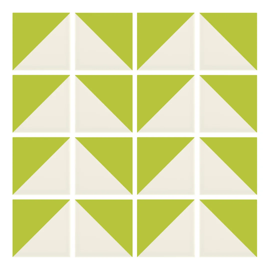 Patrón 6 de colocación de Azulejo Trigone Crema 10x10 Verde Pistacho Mate