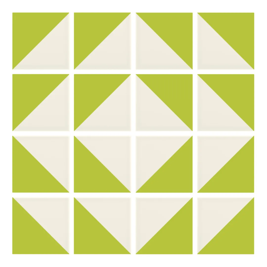 Patrón 7 de colocación de Azulejo Trigone Crema 10x10 Verde Pistacho Mate