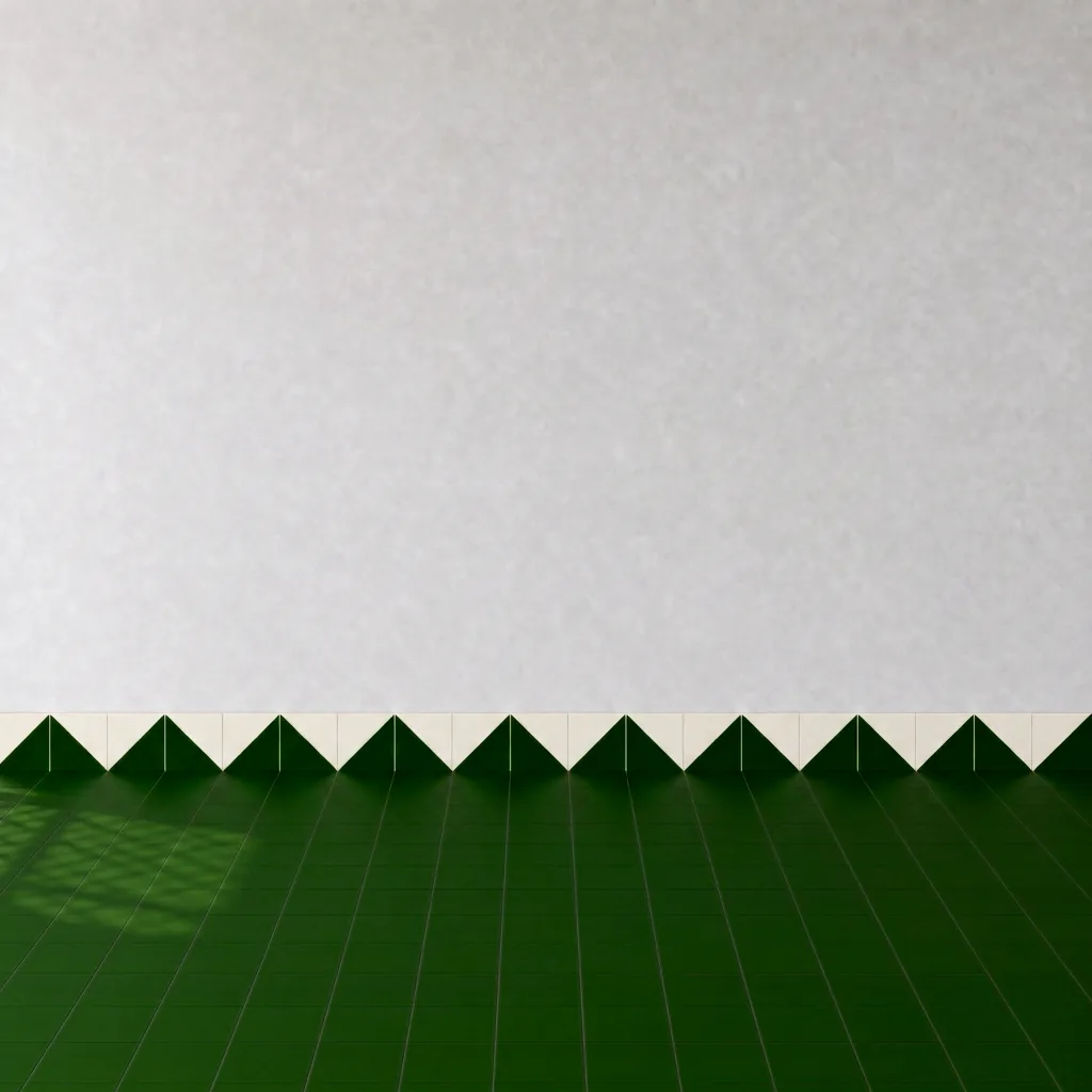 Azulejo Trigone Crema 10x10 Verde Victoriano Brillo formando una banda decorativa en una pared