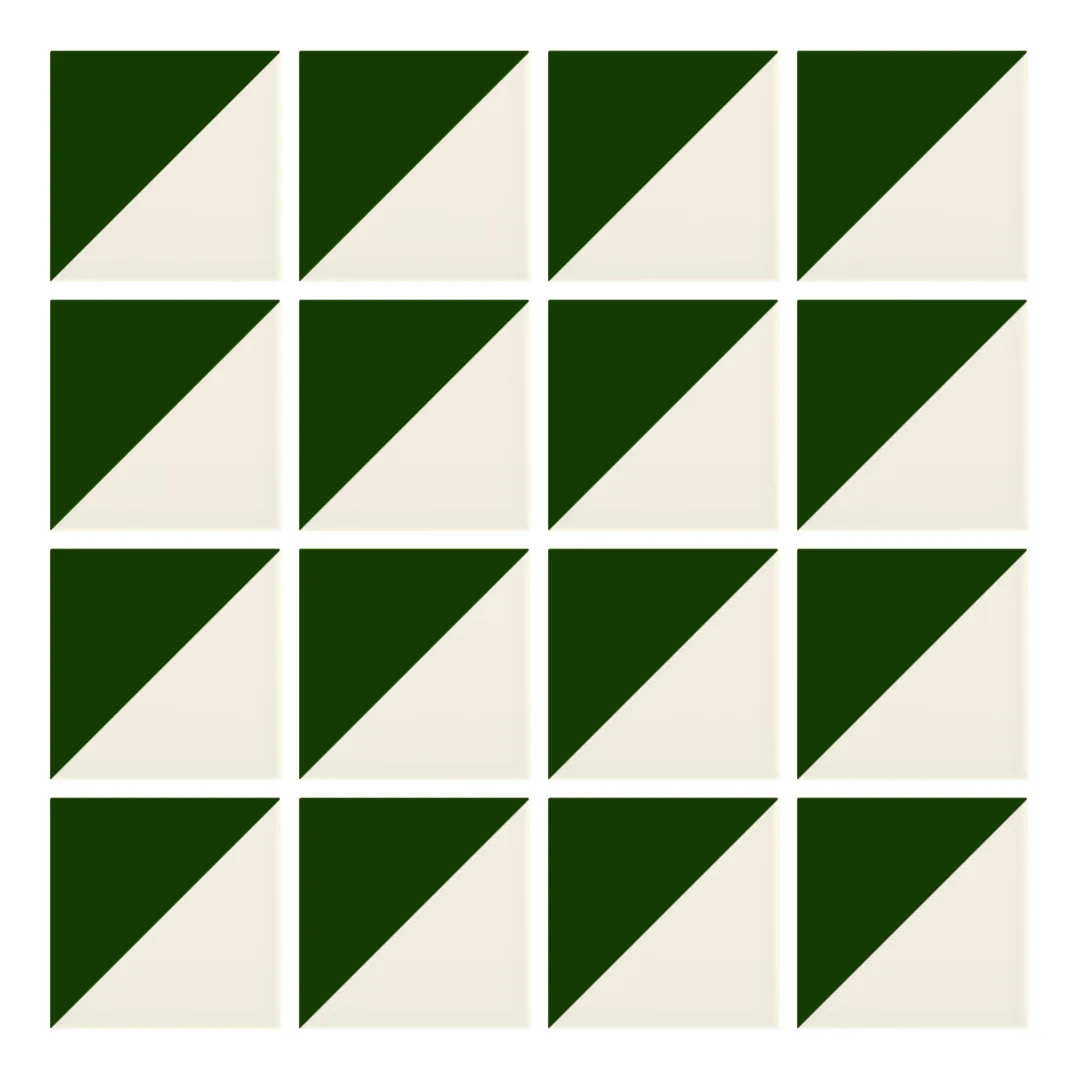 Patrón 1 de colocación de Azulejo Trigone Crema 10x10 Verde Victoriano Brillo