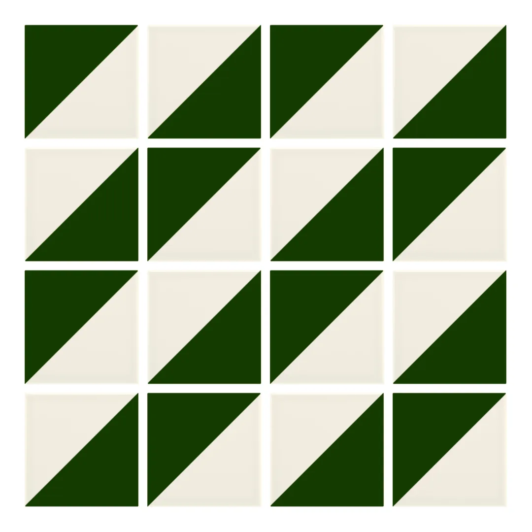 Patrón 2 de colocación de Azulejo Trigone Crema 10x10 Verde Victoriano Brillo