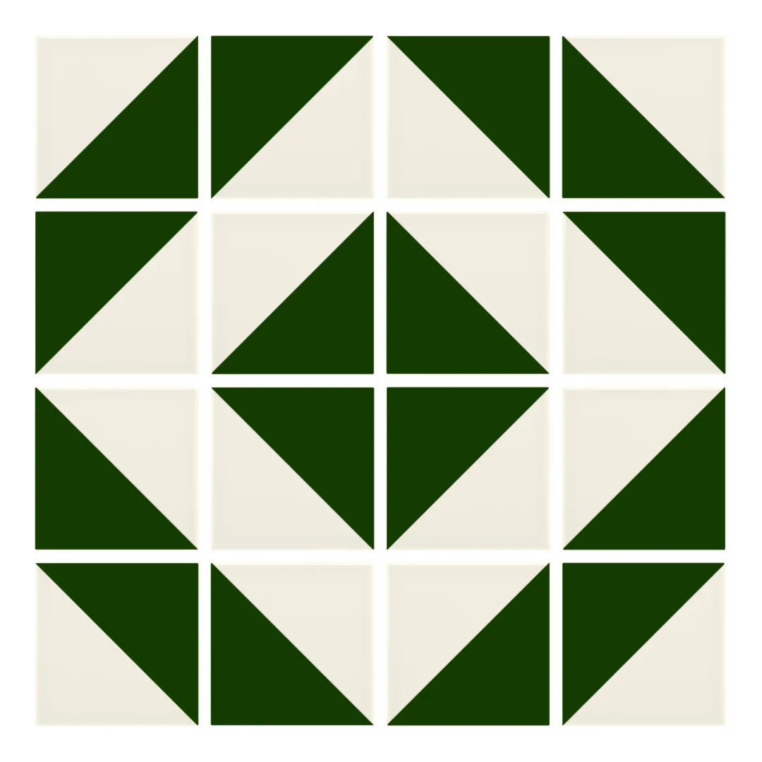 Patrón 5 de colocación de Azulejo Trigone Crema 10x10 Verde Victoriano Brillo
