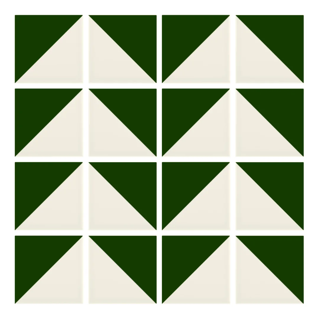 Patrón 6 de colocación de Azulejo Trigone Crema 10x10 Verde Victoriano Brillo