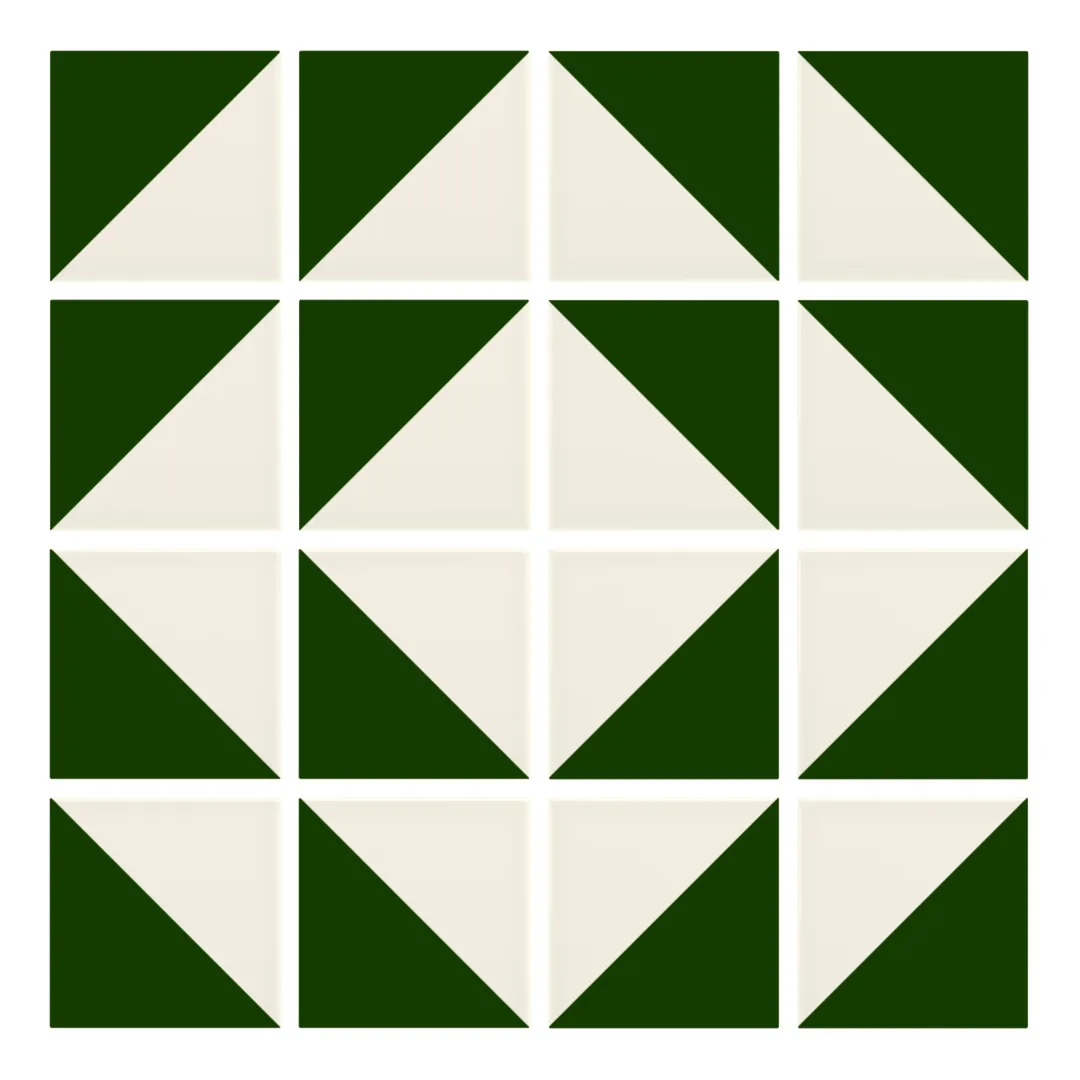 Patrón 7 de colocación de Azulejo Trigone Crema 10x10 Verde Victoriano Brillo