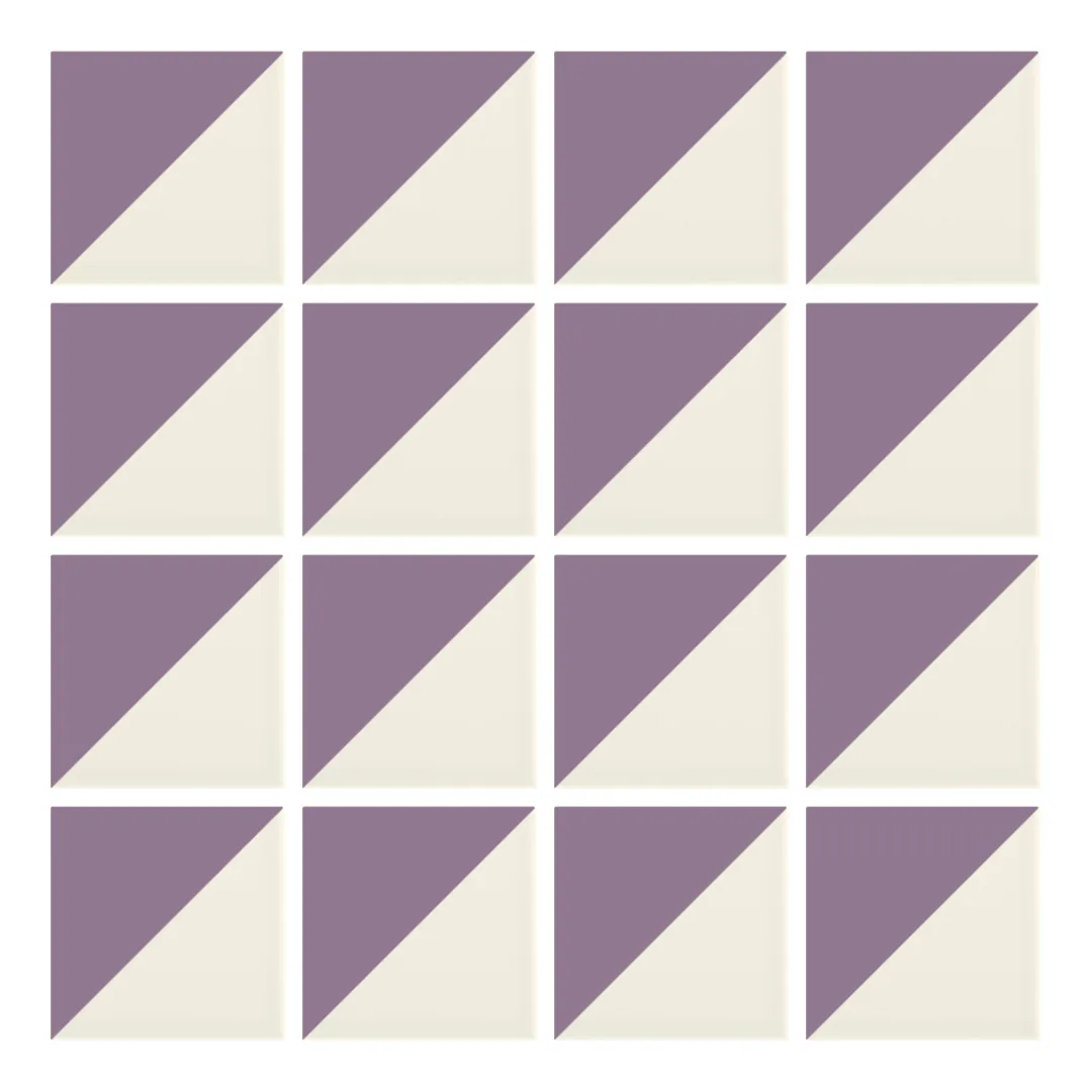 Patrón 1 de colocación de Azulejo Trigone Crema 10x10 Violeta Mate
