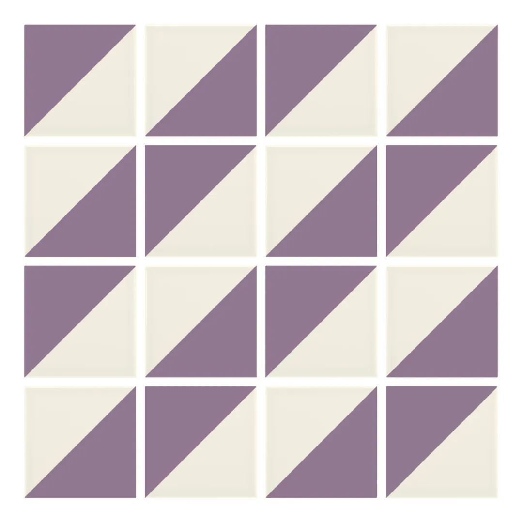 Patrón 2 de colocación de Azulejo Trigone Crema 10x10 Violeta Mate