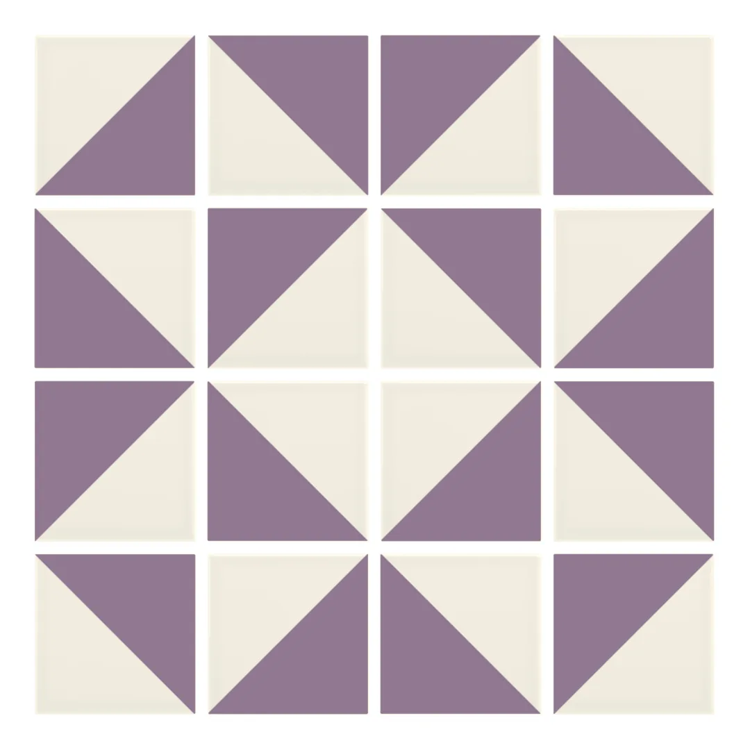 Patrón 3 de colocación de Azulejo Trigone Crema 10x10 Violeta Mate