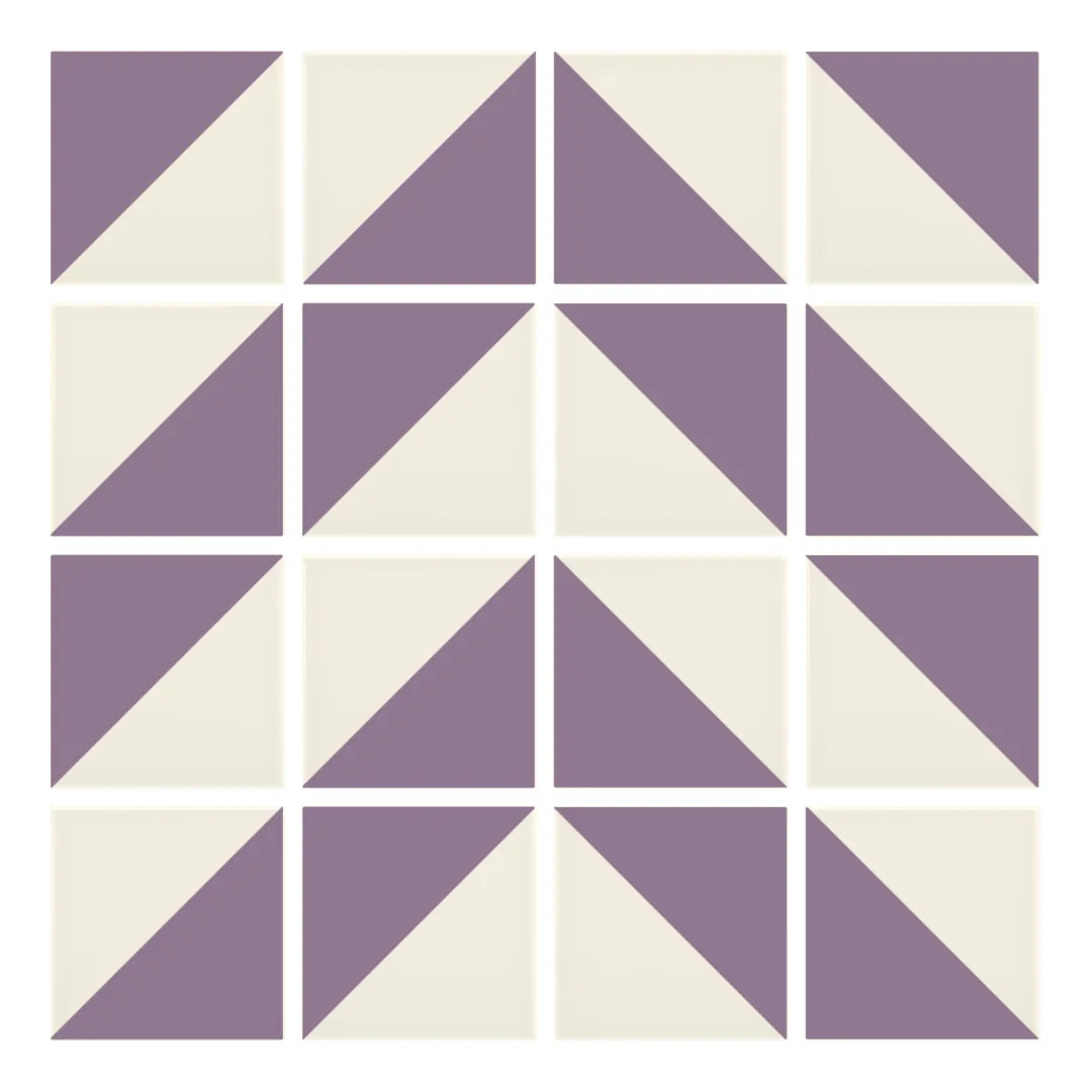 Patrón 4 de colocación de Azulejo Trigone Crema 10x10 Violeta Mate