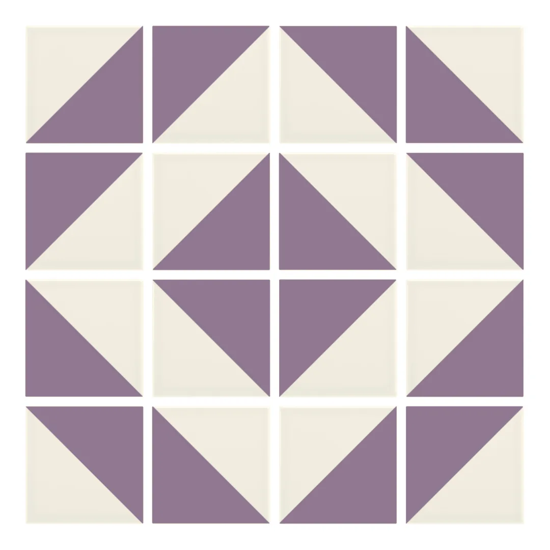 Patrón 5 de colocación de Azulejo Trigone Crema 10x10 Violeta Mate
