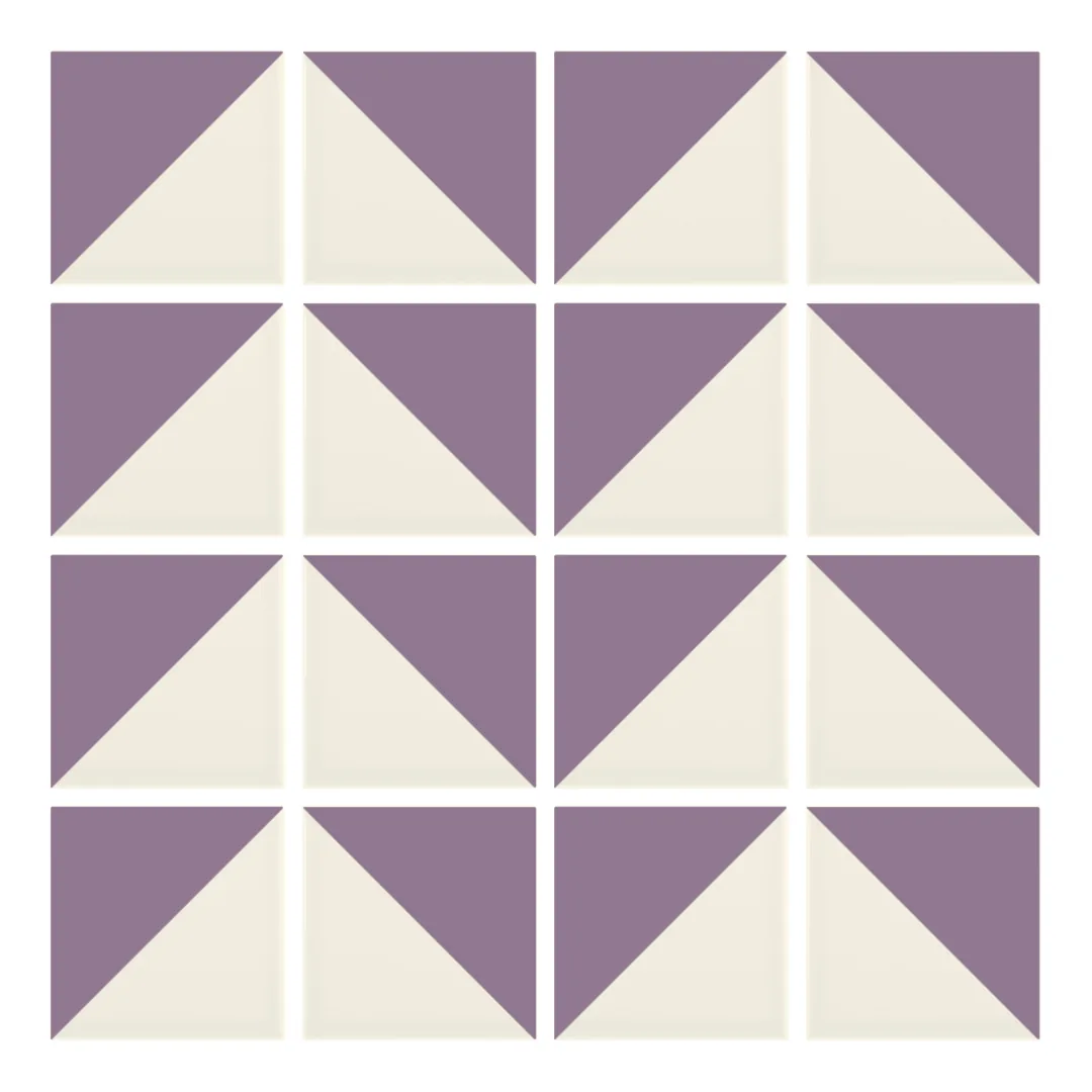 Patrón 6 de colocación de Azulejo Trigone Crema 10x10 Violeta Mate