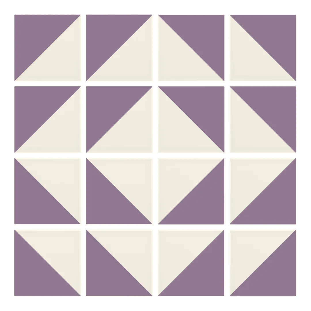 Patrón 7 de colocación de Azulejo Trigone Crema 10x10 Violeta Mate