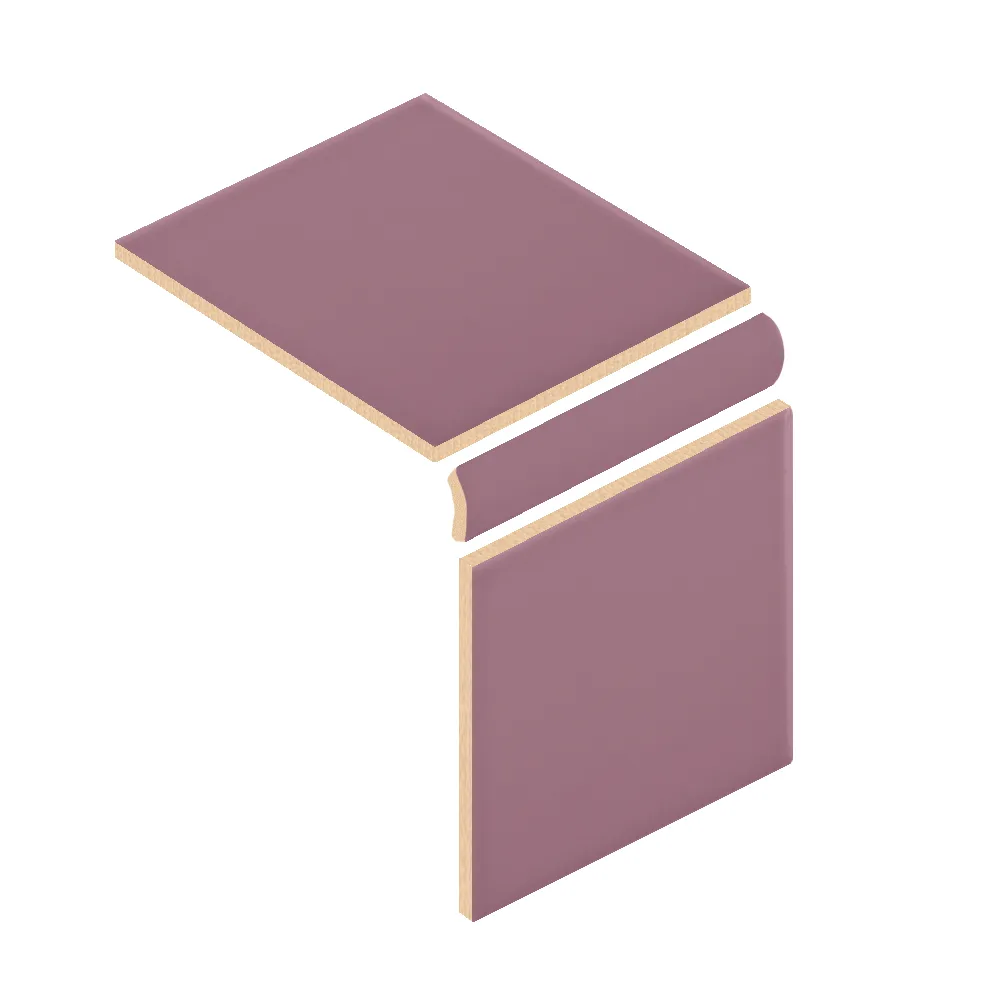 Colocación de Cubrecanto Cerámica 2,5x20 cm Color Rosa Malva Mate entre azulejos