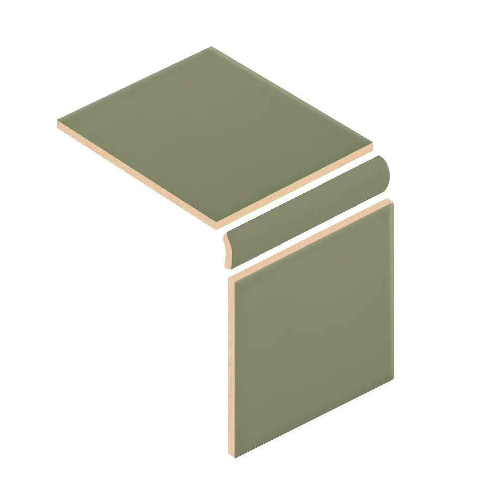 Colocación de Cubrecanto Cerámica 2,5x20 cm Color Verde Oliva Mate entre azulejos