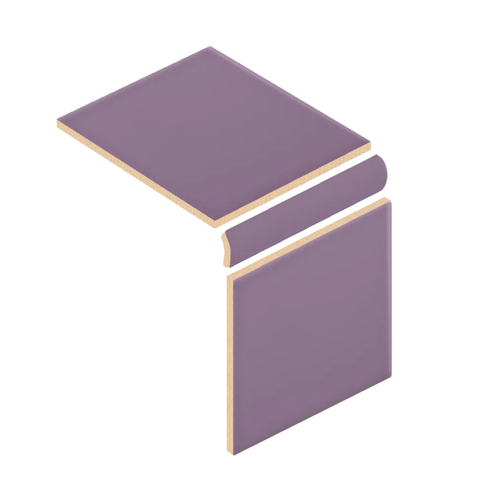 Colocación de Cubrecanto Cerámica 2,5x20 cm Color Violeta Mate entre azulejos