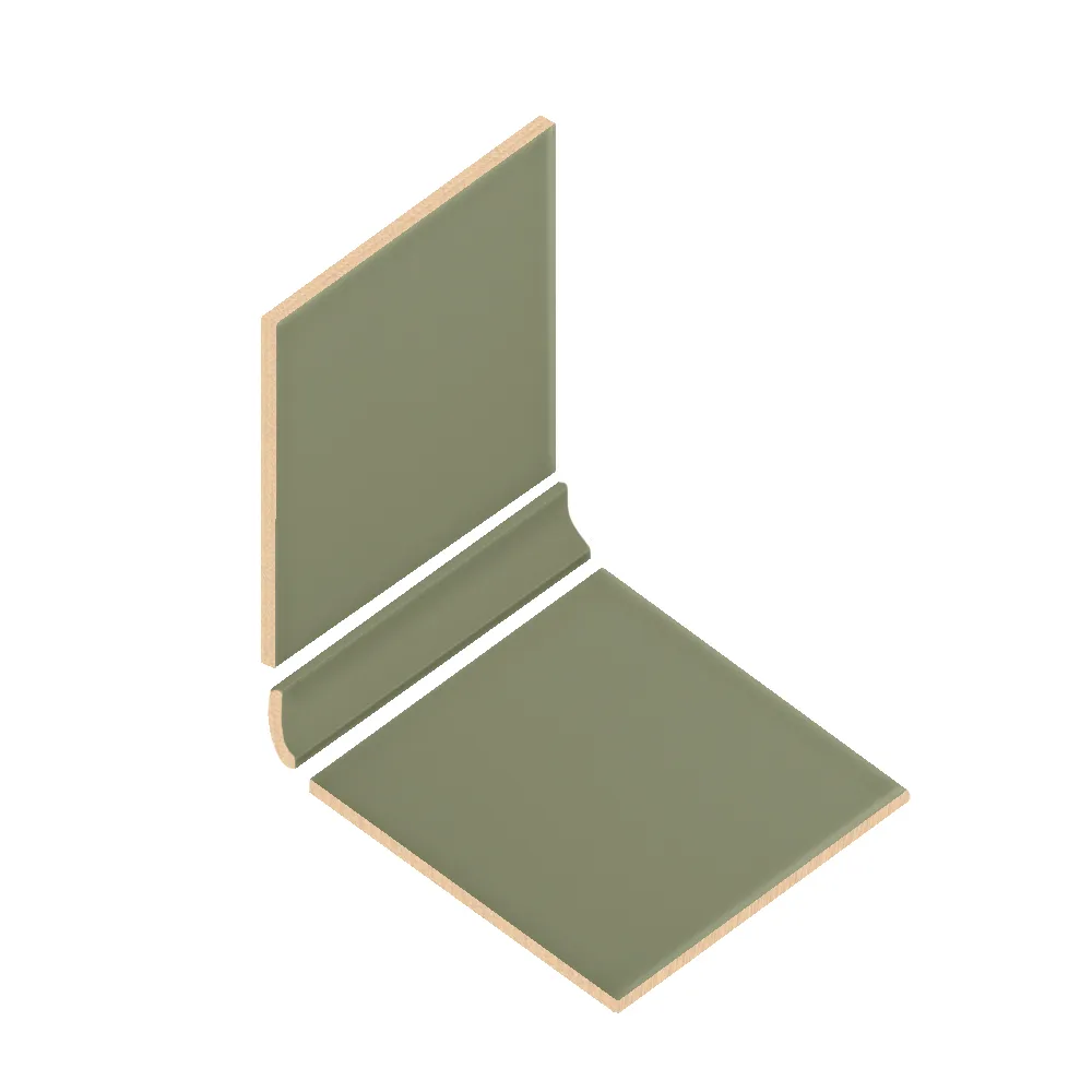 Colocación de Escocia Cerámica 2,5x20 cm Color Verde Oliva Mate entre azulejos