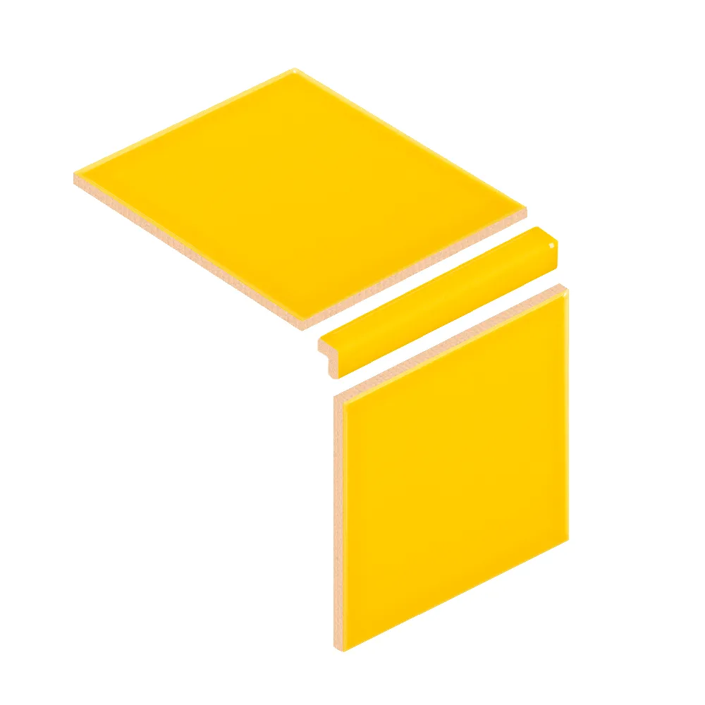Colocación de Escuadra Cerámica 3x20 cm Color Amarillo Brillo entre azulejos
