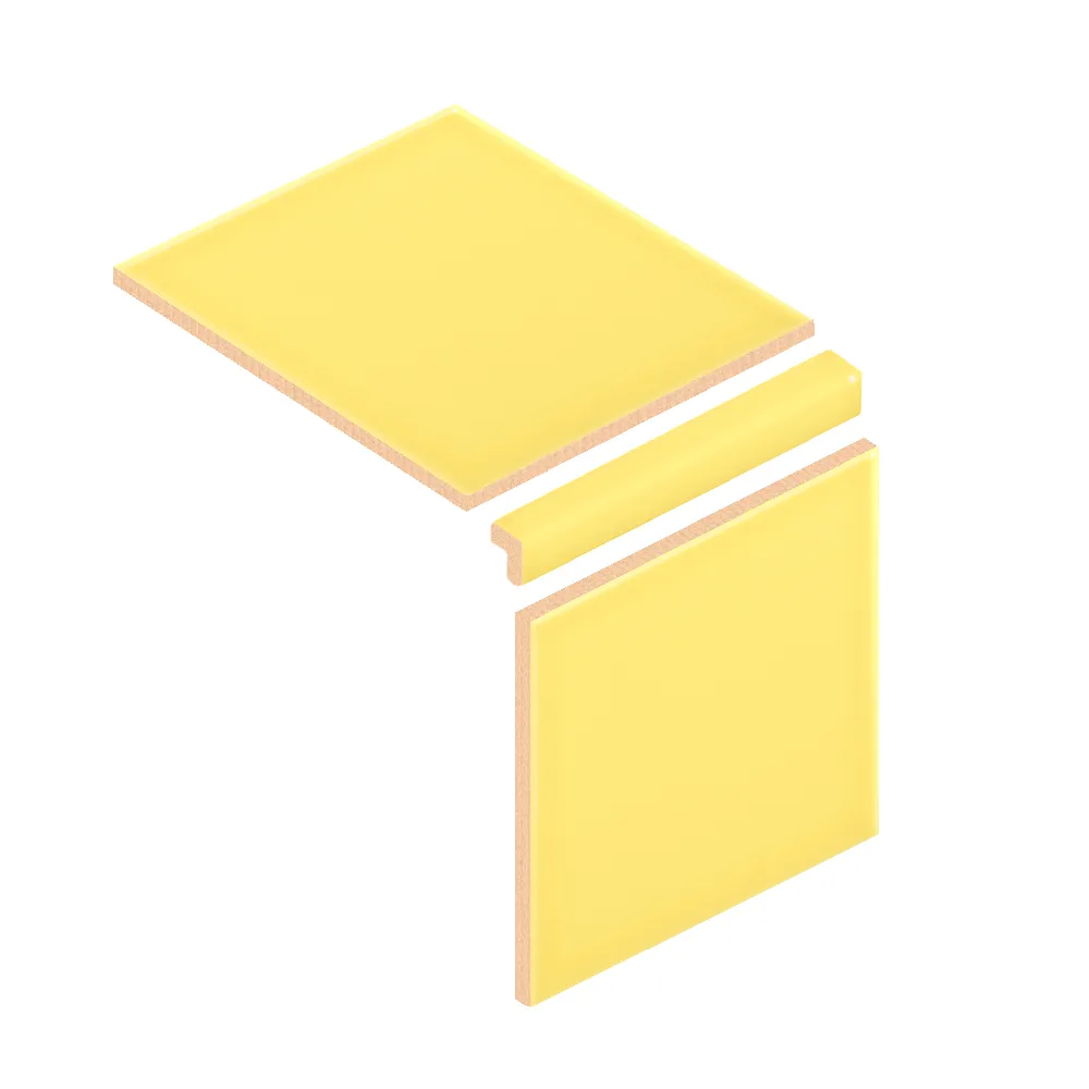 Colocación de Escuadra Cerámica 3x20 cm Color Amarillo Claro Brillo entre azulejos