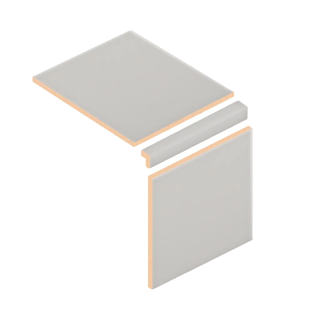Colocación de Escuadra Cerámica 3x20 cm Color Gris Ceniza Mate entre azulejos