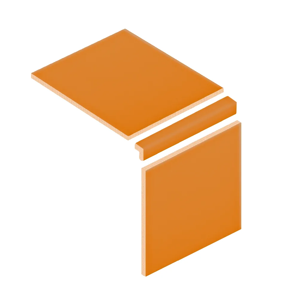 Colocación de Escuadra Cerámica 3x20 cm Color Naranja Mango Mate entre azulejos